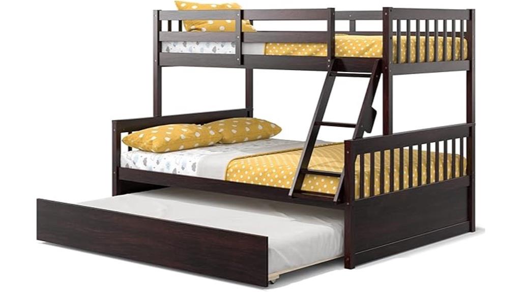 wooden twin full bunk bed