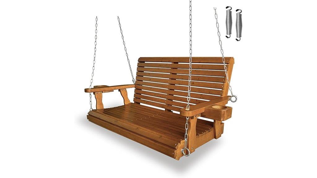 wooden two seater swing