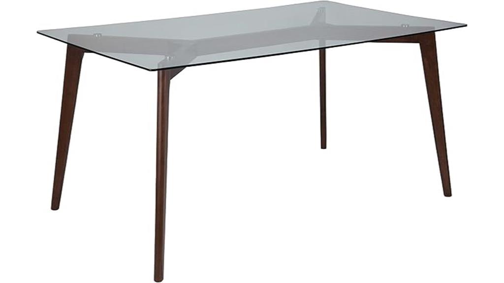 wooden walnut glass table