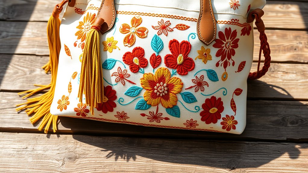boho embroidered tote craft