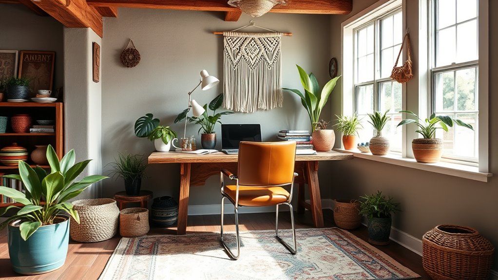 boho home workspace design