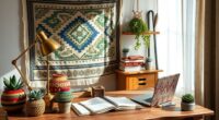 creative boho workspace ambiance