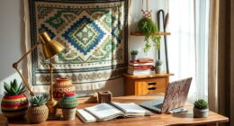 creative boho workspace ambiance