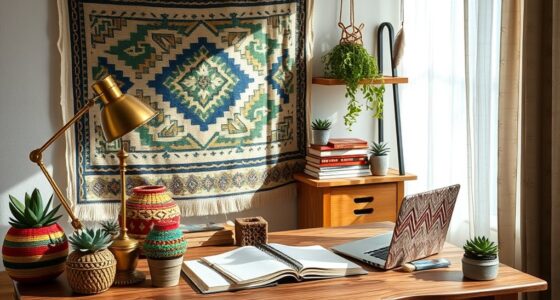 creative boho workspace ambiance