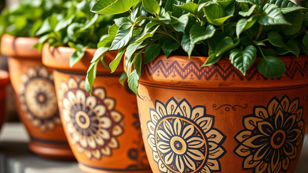 decorative boho terracotta planters