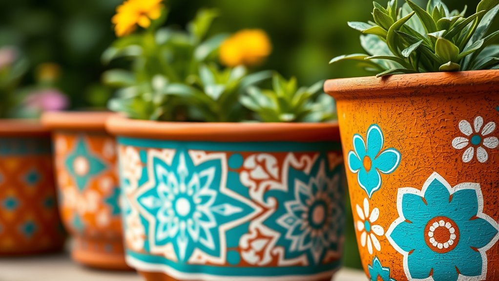 diy boho painted planters