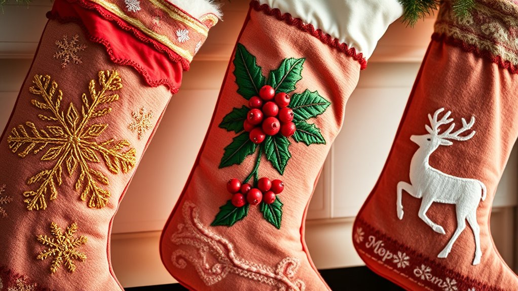 holiday embroidered stockings