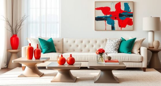 neutral base with bright accents