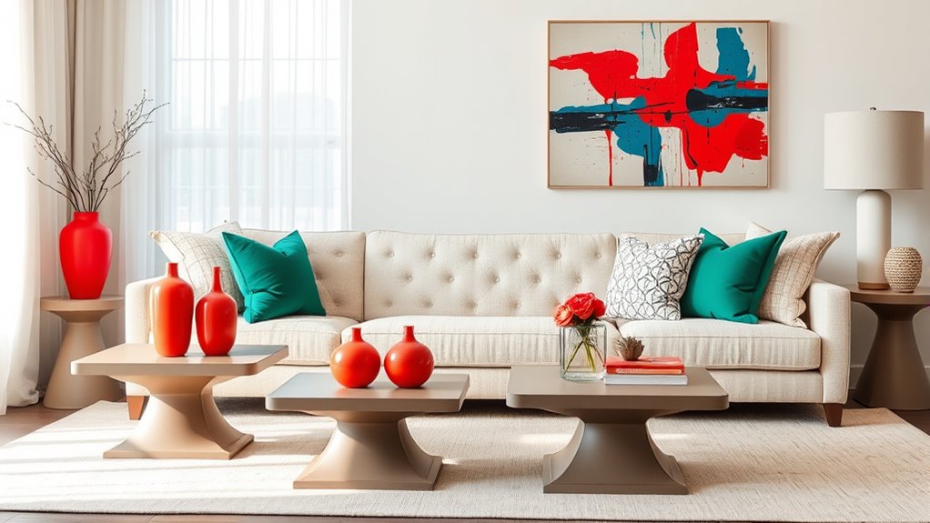 neutral base with bright accents