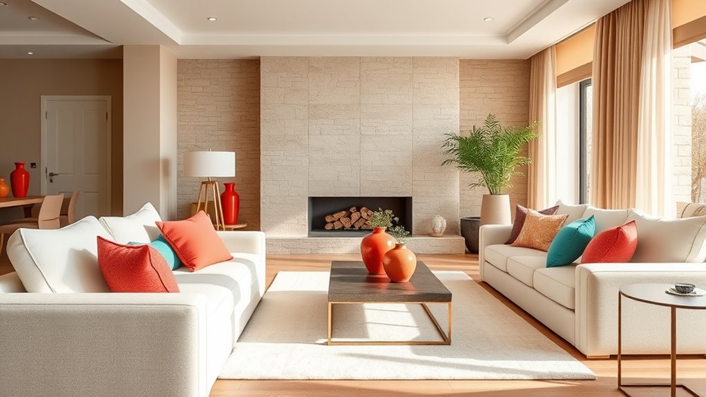 neutral tones with layered lighting