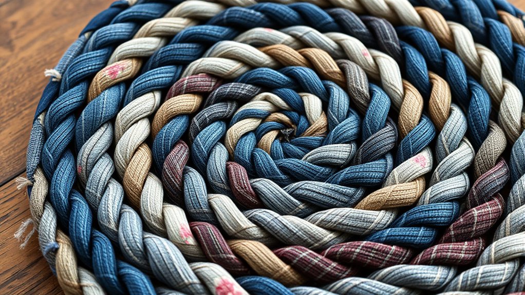recycled fabric rug braiding