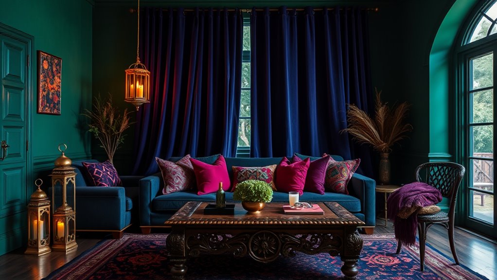 rich jewel toned interiors