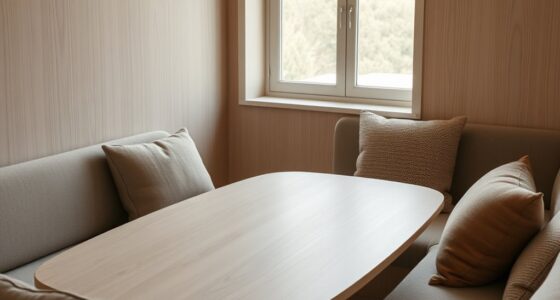 smooth wood and soft textiles