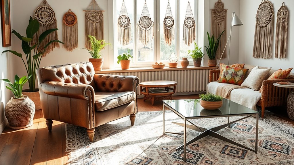 vintage textiles and modern lighting