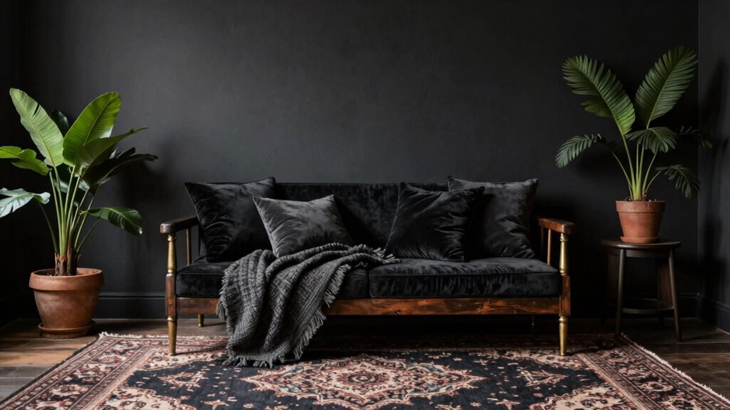 black accents create cozy ambiance