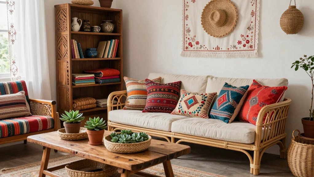 eclectic boho furniture mixing