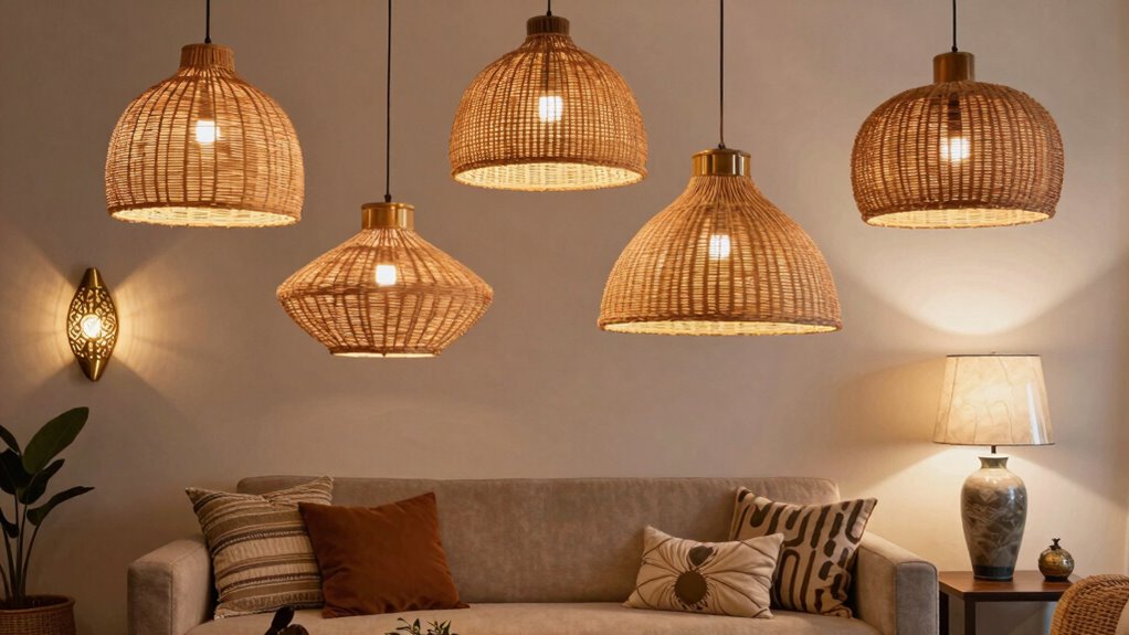 eclectic lighting with diverse textures
