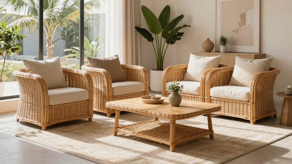 layered rattan home decor