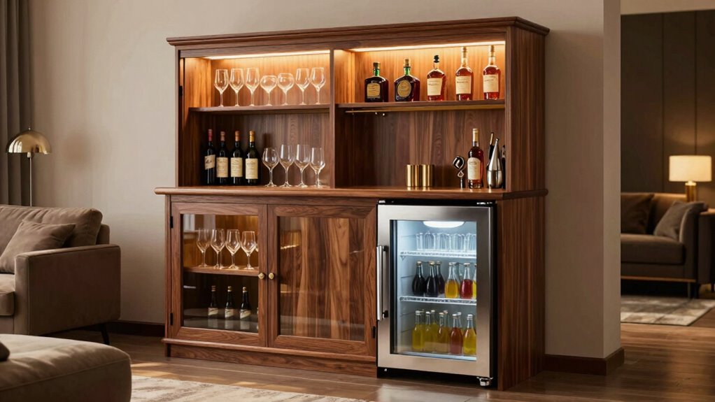top bar cabinets with fridges