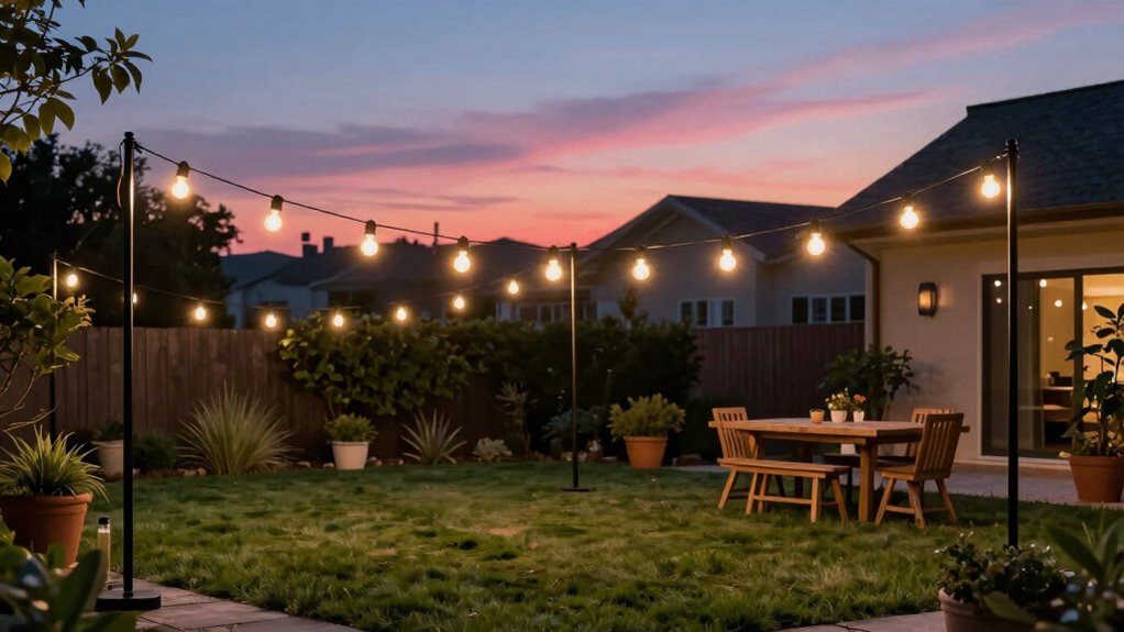 top outdoor string light poles