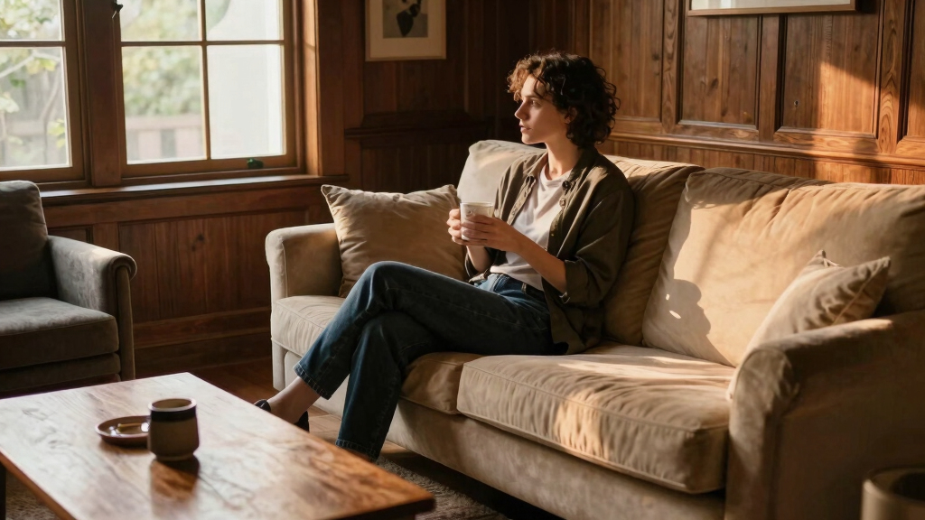 She Kept the Original Wood Paneling, and the Living Room Feels Cozy