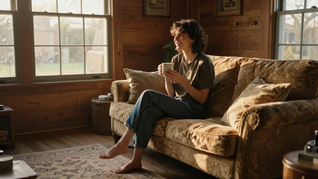 She Kept the Original Wood Paneling, and the Living Room Feels Cozy