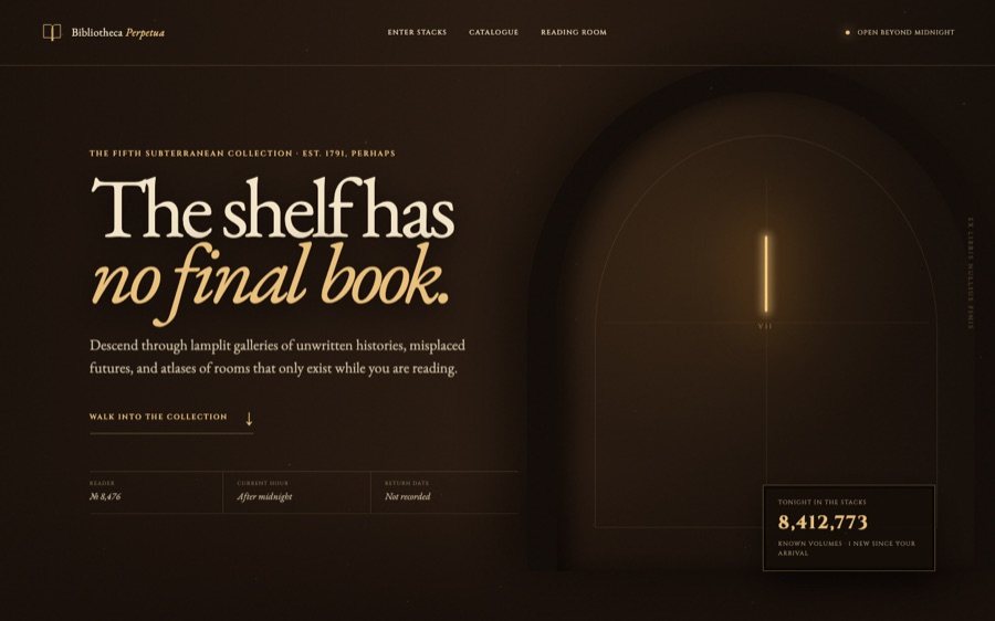 Bibliotheca Perpetua — The Endless Shelf — Recycled Perspective (FABLE/175, room 47)