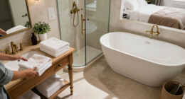 A Clever Layout Turned This Awkward-shaped Room Into A Luxe Hotel-style Bathroom