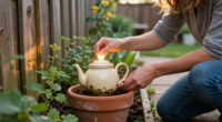 Gardener Turns An Old Teapot And Planter Into The Cutest Outdoor Light Feature