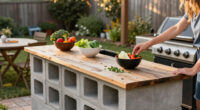 He Uses Concrete Blocks To Build An Impressive Prep Counter For His Grill