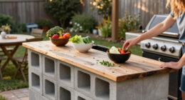He Uses Concrete Blocks To Build An Impressive Prep Counter For His Grill
