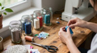 Savvy Upcyclers Transform Old Glass Jars Into A Sewing Kit With An Impressive DIY