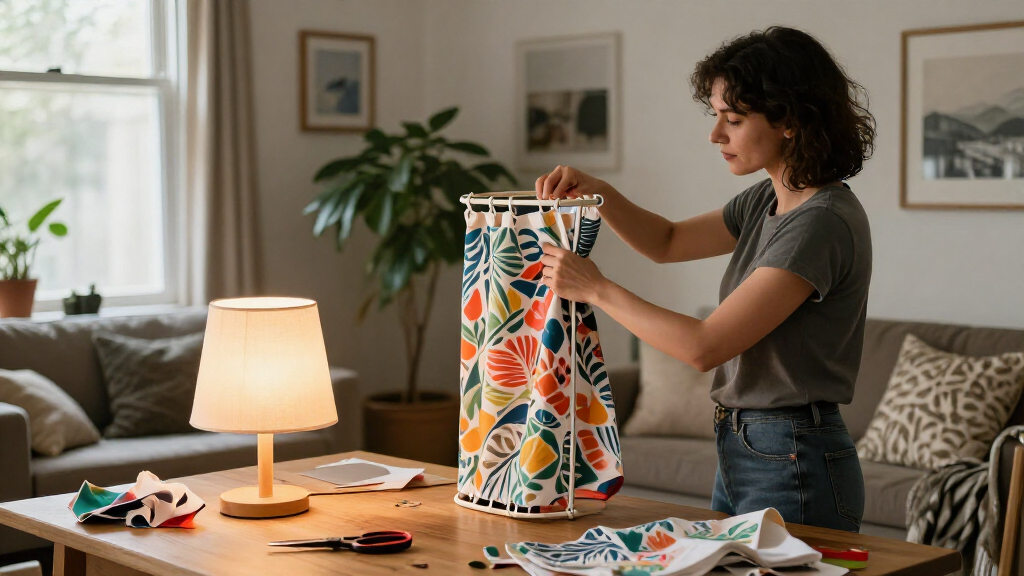 Woman Transforms Shower Curtains Into A Stunning Custom Lampshade