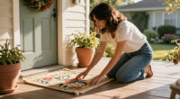 Woman Turns A Rug Into That Cutest Front Door Decor That Isn't A Wreath
