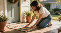 Woman Turns A Rug Into That Cutest Front Door Decor That Isn't A Wreath