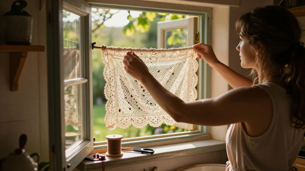 Woman Uses Lace To Keep Bugs Out Of The House With An Impressive DIY